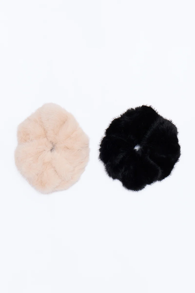 Wild Softie 2 Piece Scrunchie Set - Ivory/combo