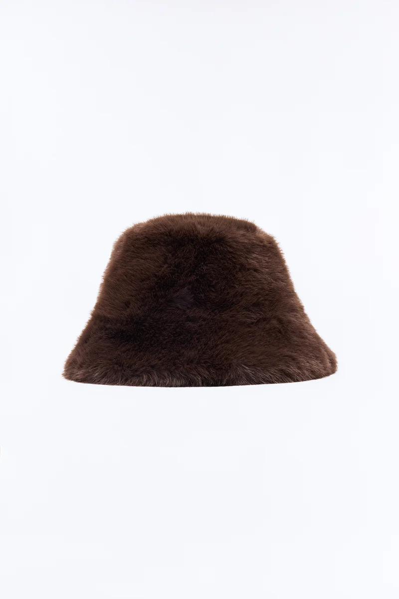 Fashion Guru Faux Fur Bucket Hat - Brown