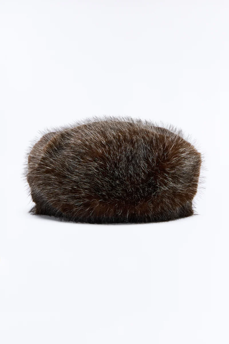 Chic Icon Faux Fur Beret - Brown/combo