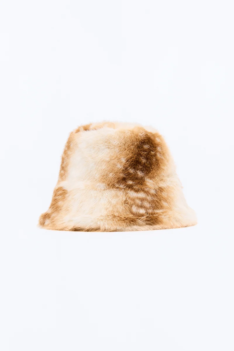 Forest Wanderer Faux Fur Bucket Hat - Rust/combo