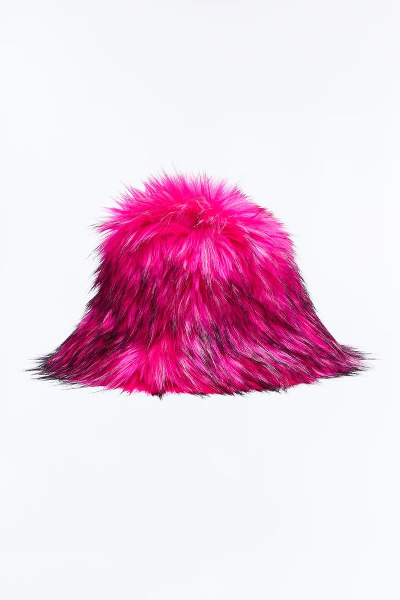 Out Of Your League Faux Fur Hat - Fuchsia