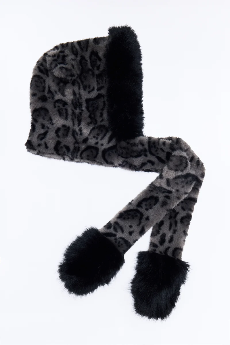 A Rare Animal Faux Fur Hat - Grey/Black