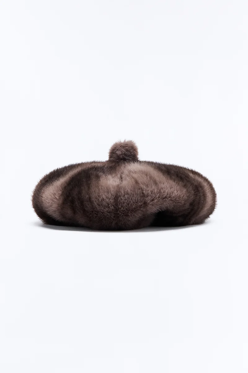 Clyde Faux Fur Beret - Grey/combo