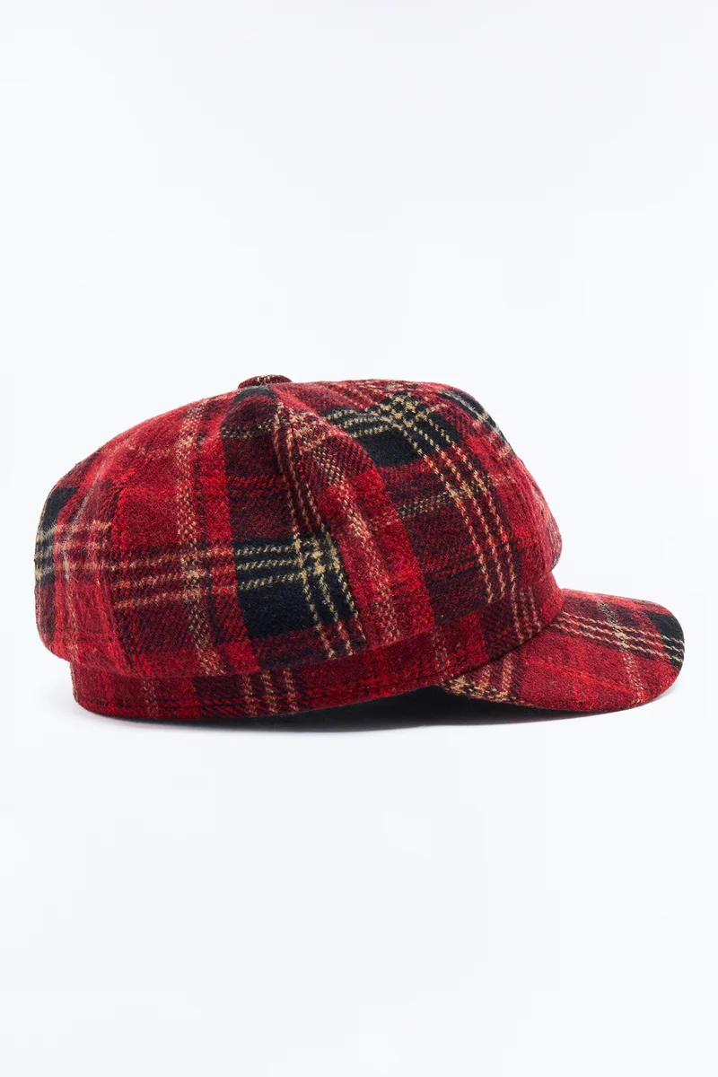 Tartan Vibes Plaid Cabbie Hat - Red/combo