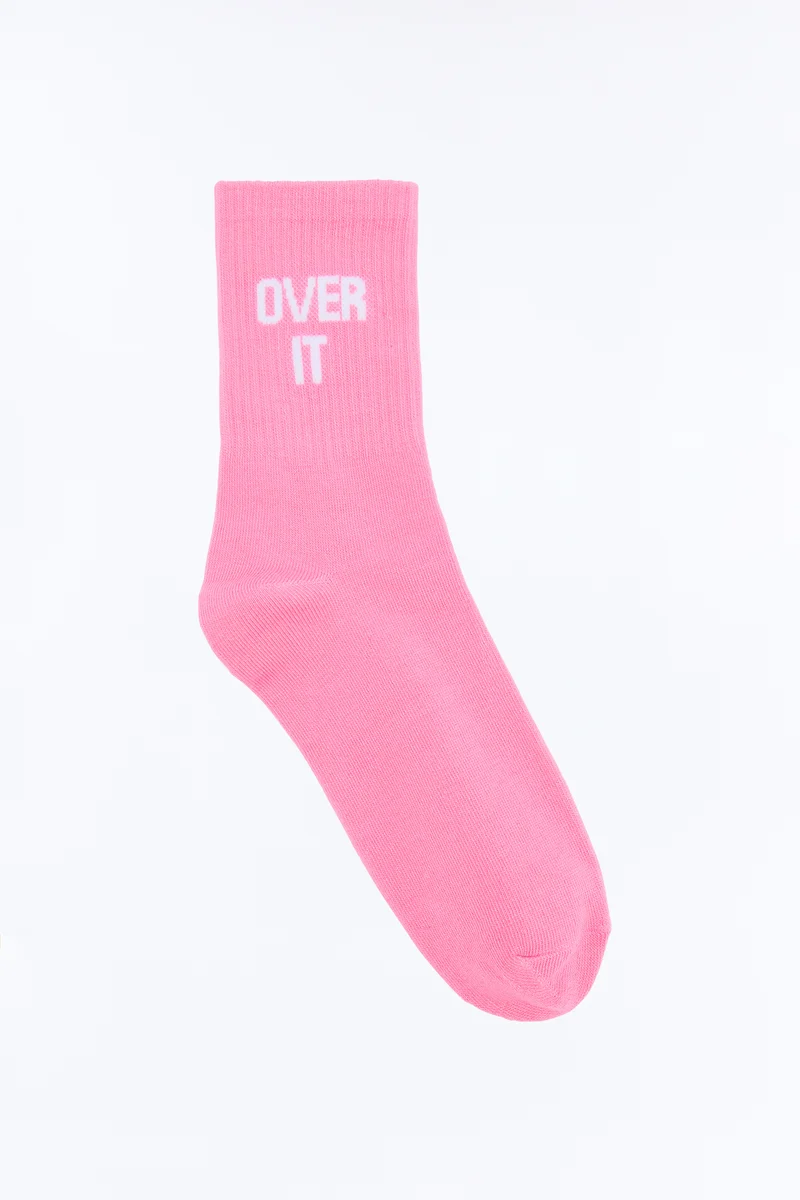 So Over It Crew Socks - Pink/combo