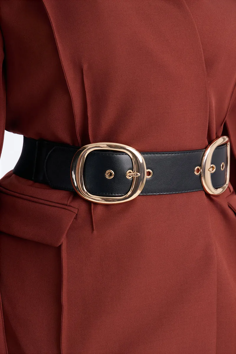 Catch Me Twice Wide Stretch Belt - Black