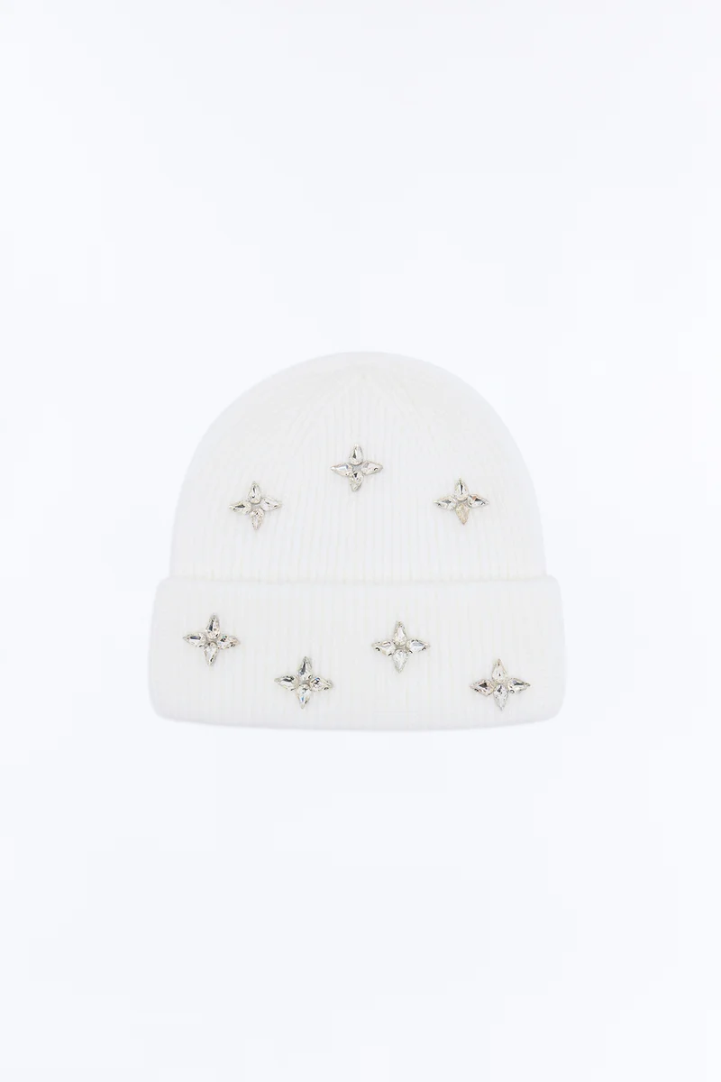 Diamonds Falling On Me Beanie - Ivory