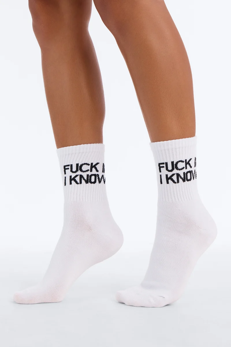 Fuck If I Know Socks - White/Black