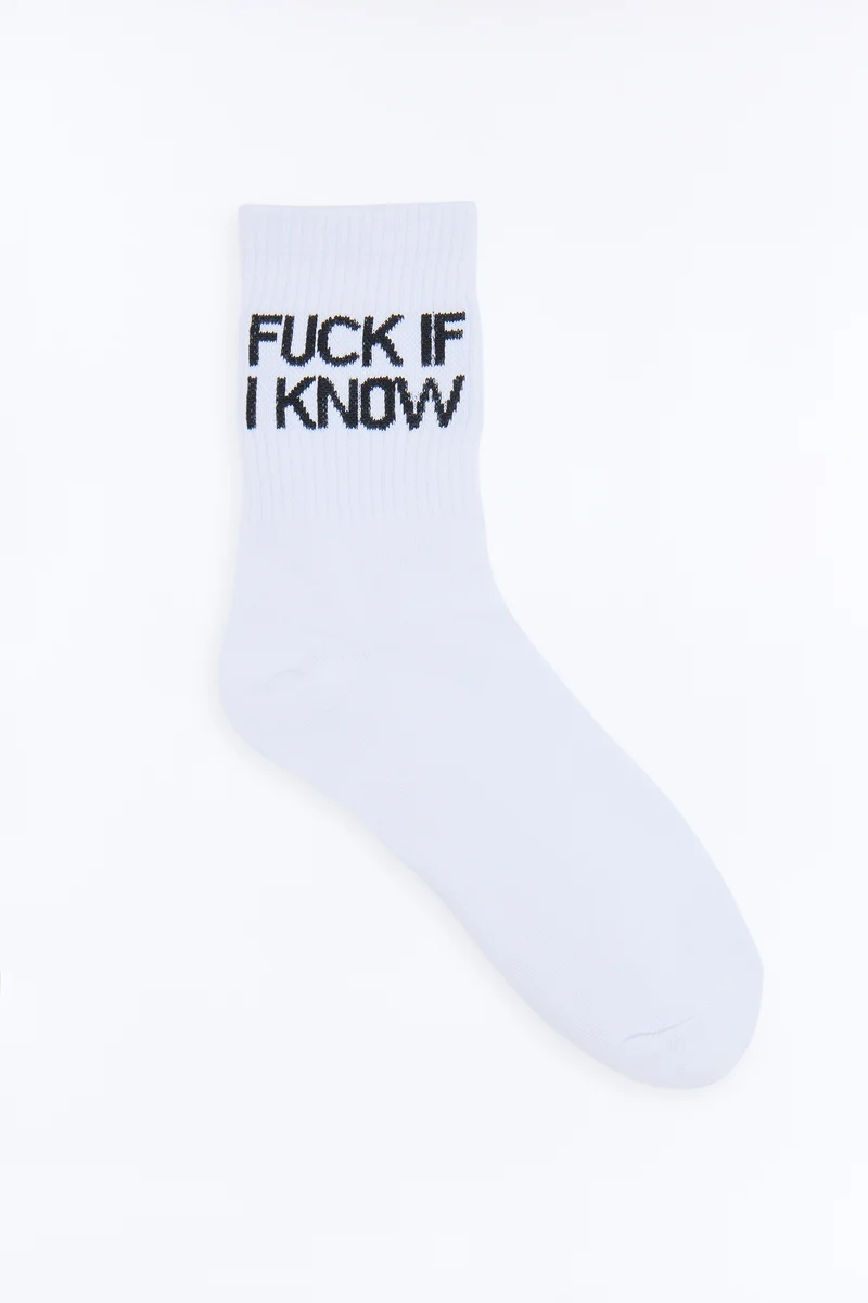 Fuck If I Know Socks - White/Black