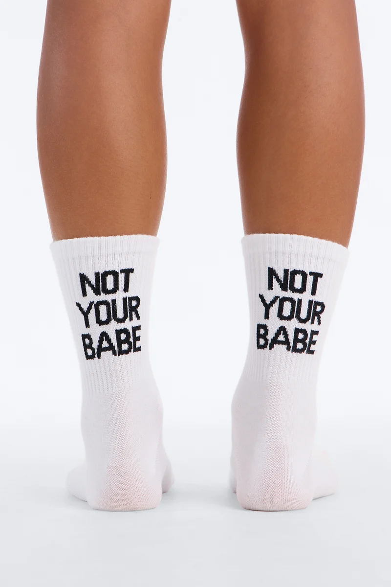 Not Your Babe Socks - White/Black