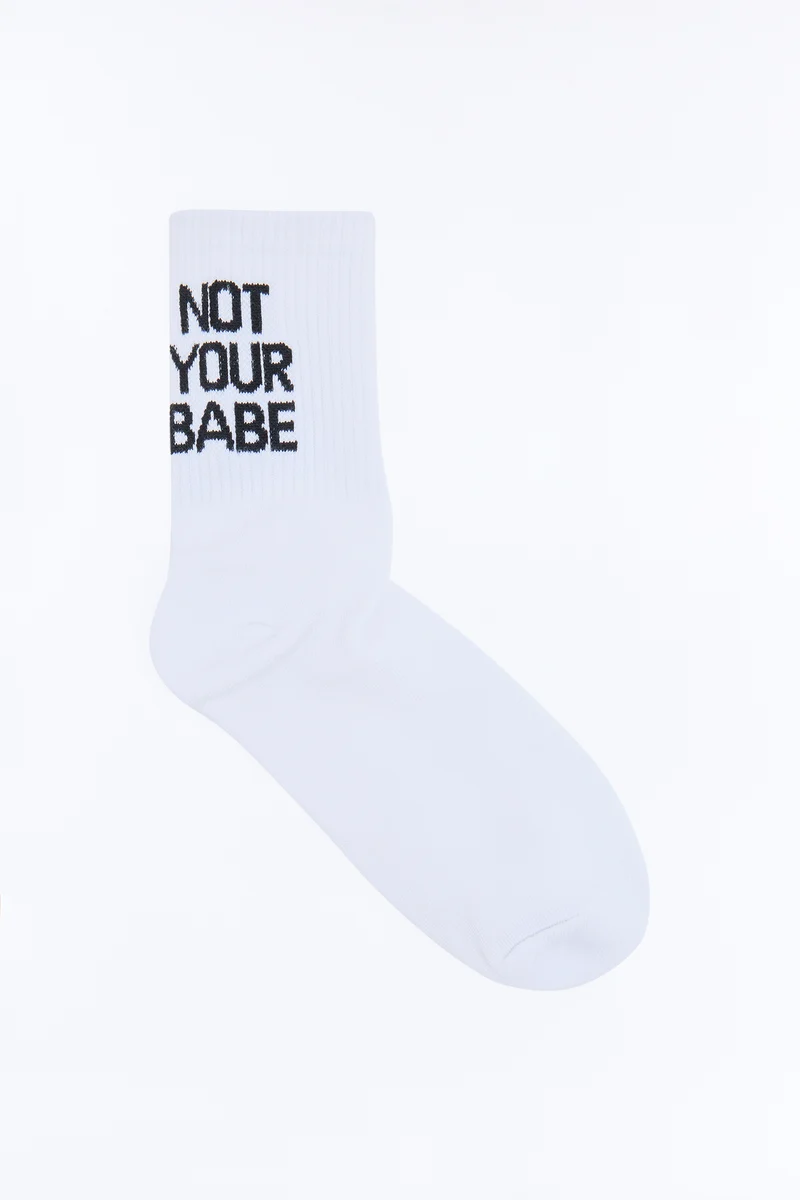 Not Your Babe Socks - White/Black
