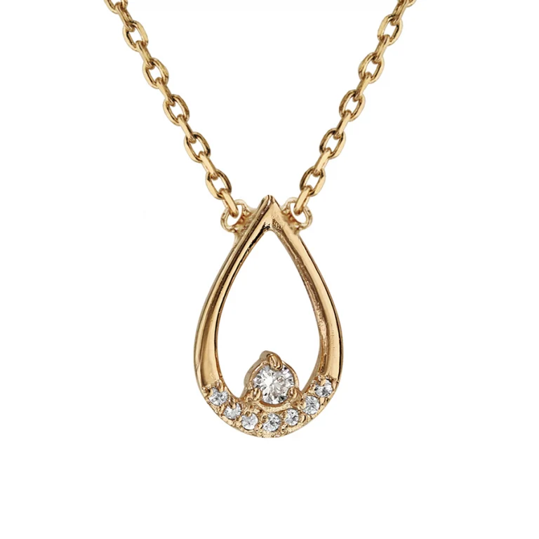 Collier goutte oxydes blancs sertis – Plaqué or | Azuline