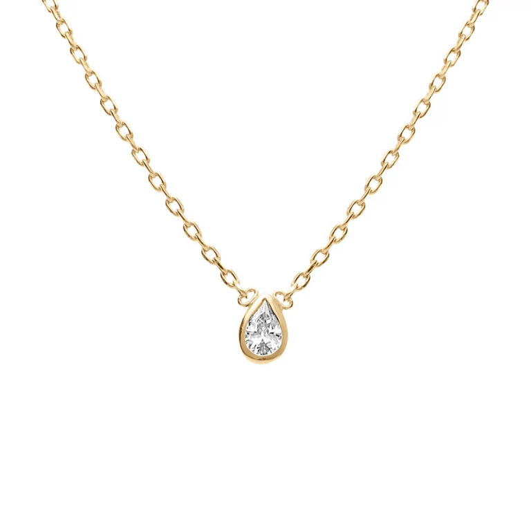 Collier goutte sertie d’oxydes blancs – Plaqué or | Azuline