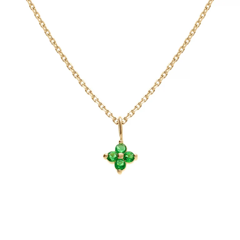 Collier fleur oxydes verts – Plaqué or | Azuline