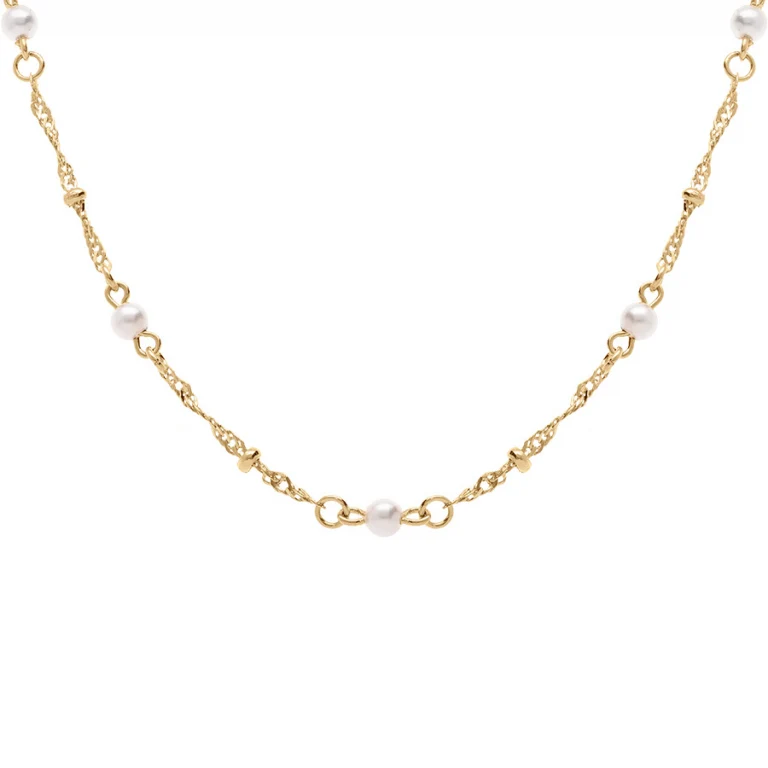Collier twist et perles blanches – Plaqué or | Azuline