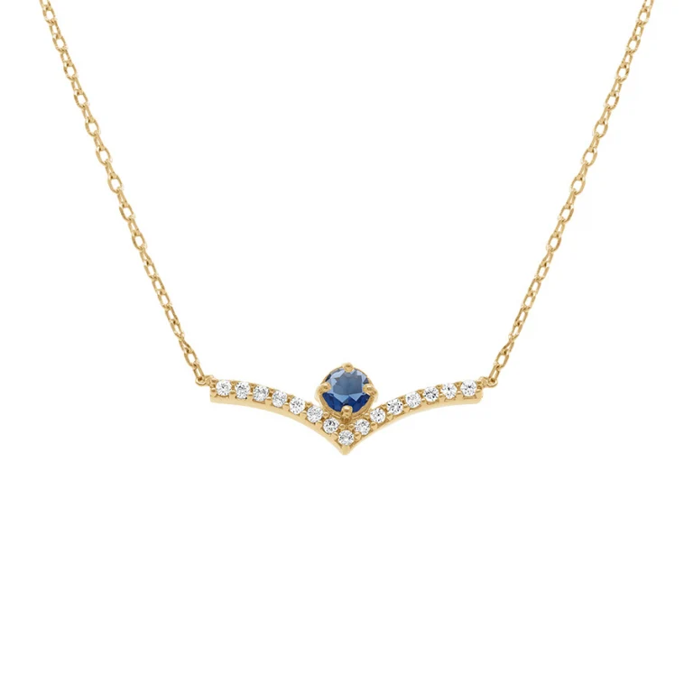 Collier fleur oxydes bleus et blancs – Plaqué or | Azuline