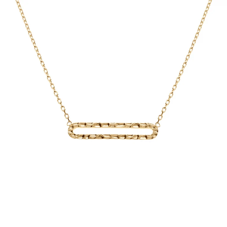 Collier rectangle ajouré martelé – Plaqué or | Azuline