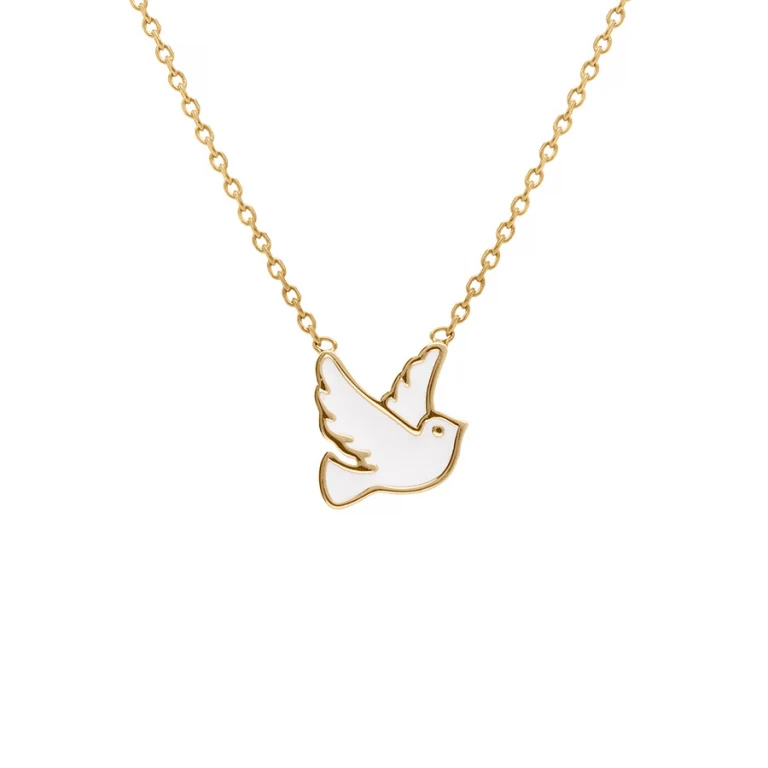 Collier colombe résine blanche – Plaqué or | Azuline