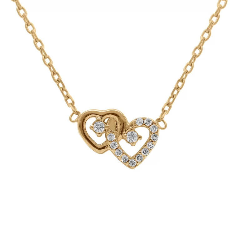 Collier mode cœurs entrelacés oxydes blancs – Plaqué or | Azuline