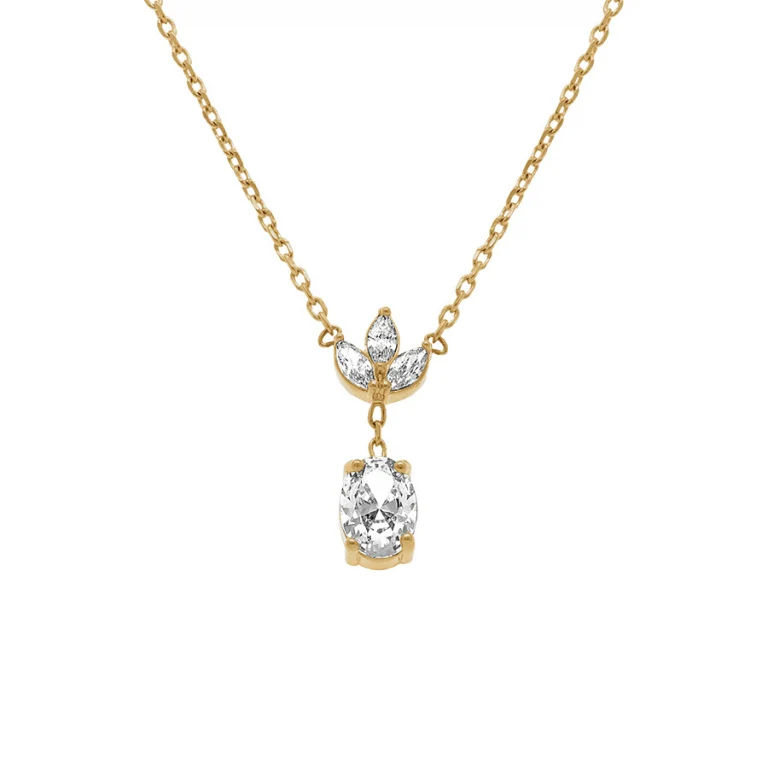 Collier pétales oxydes blancs – Plaqué or | Azuline