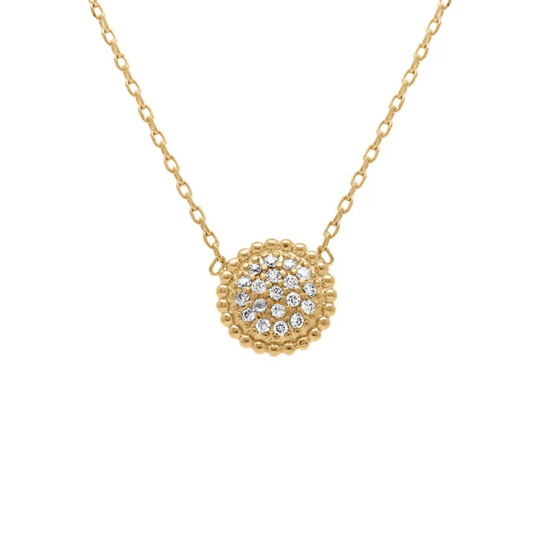 Collier cercle boules pavé oxydes blancs – Plaqué or | Azuline