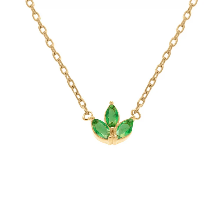 Collier motif 3 oxydes verts – Plaqué or | Azuline