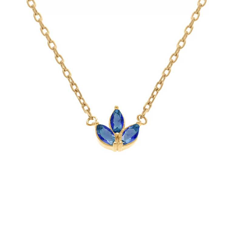 Collier 3 navettes oxydes bleus – Plaqué or | Azuline