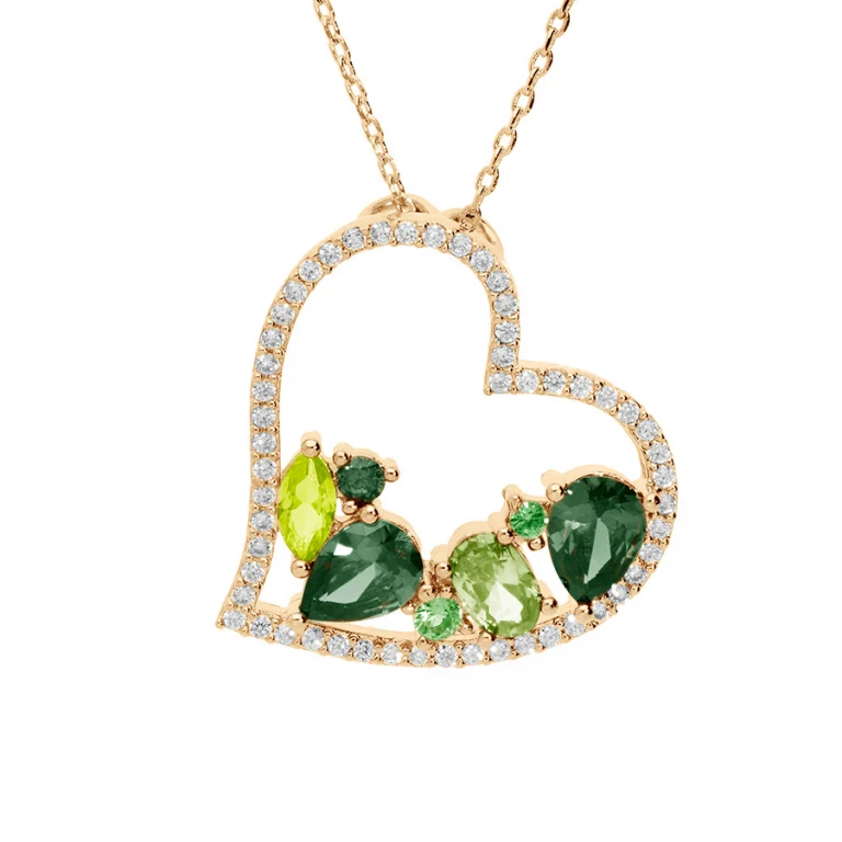 Collier cœur oxydes verts – Plaqué or | Azuline
