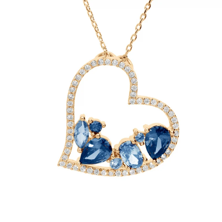 Collier cœur oxydes bleus – Plaqué or | Azuline