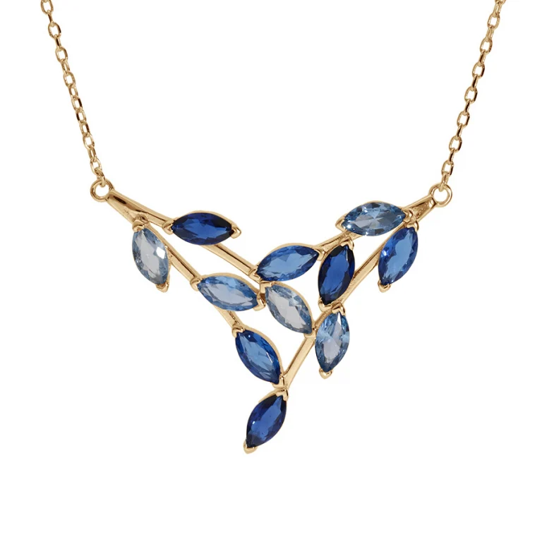 Collier forme pointe oxydes bleus – Plaqué or | Azuline
