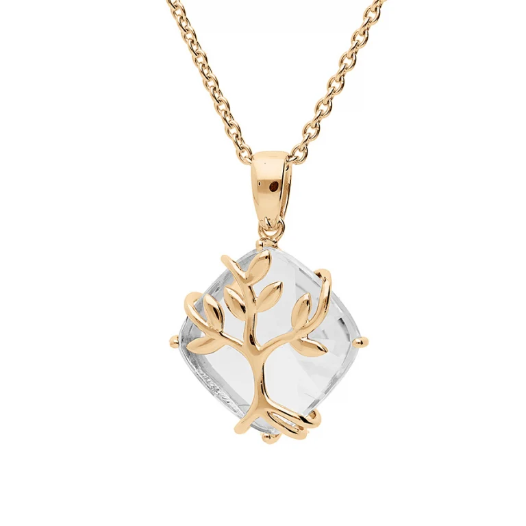 Collier arbre de vie oxydes blancs – Plaqué or | Azuline