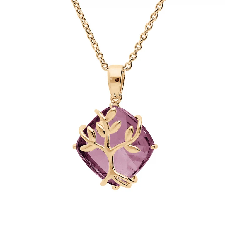 Collier arbre de vie oxydes violets – Plaqué or | Azuline