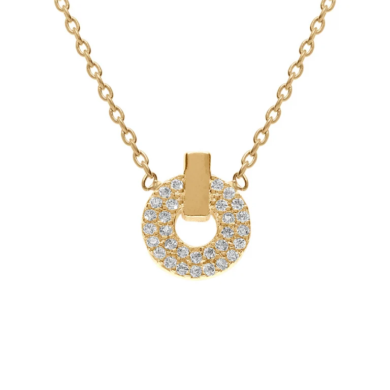Collier cercle pavé à barrette – Plaqué or | Azuline