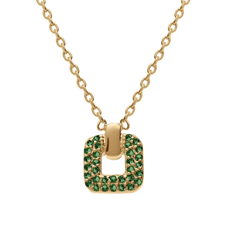 Collier carré oxydes verts – Plaqué or | Azuline