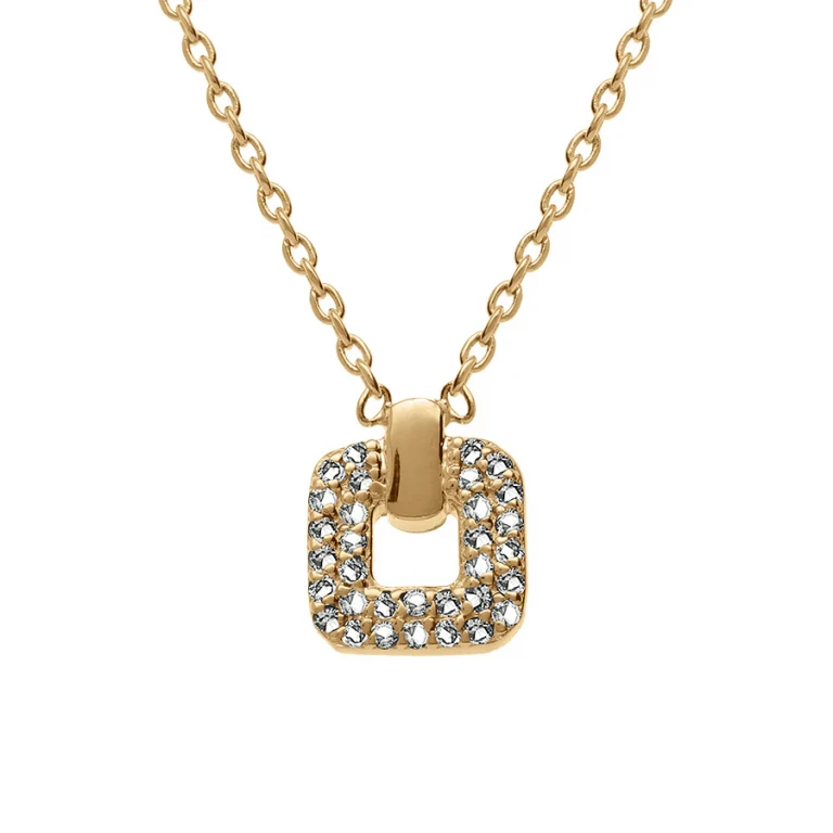Collier carré oxydes blancs sertis – Plaqué or | Azuline