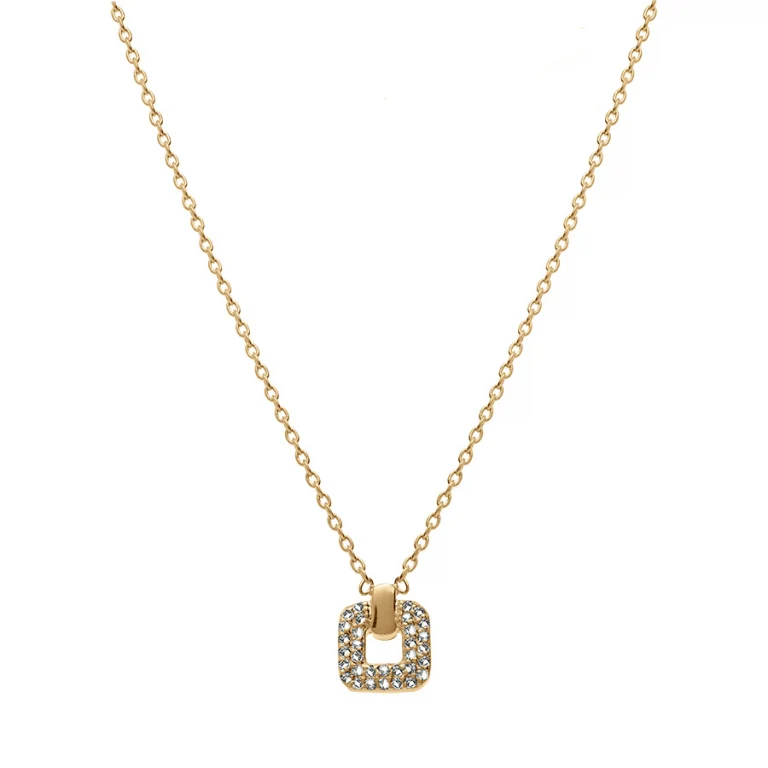 Collier carré oxydes blancs sertis – Plaqué or | Azuline