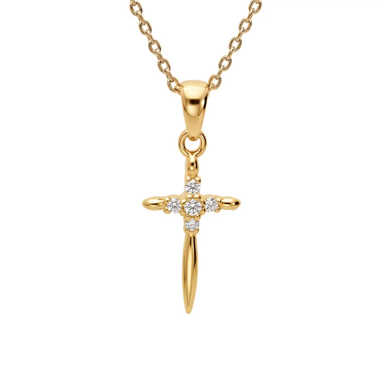 Collier croix oxydes blancs – Plaqué or | Azuline