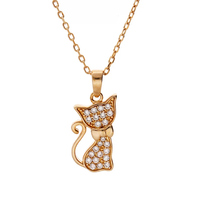 Collier chat oxydes blancs – Plaqué or | Azuline