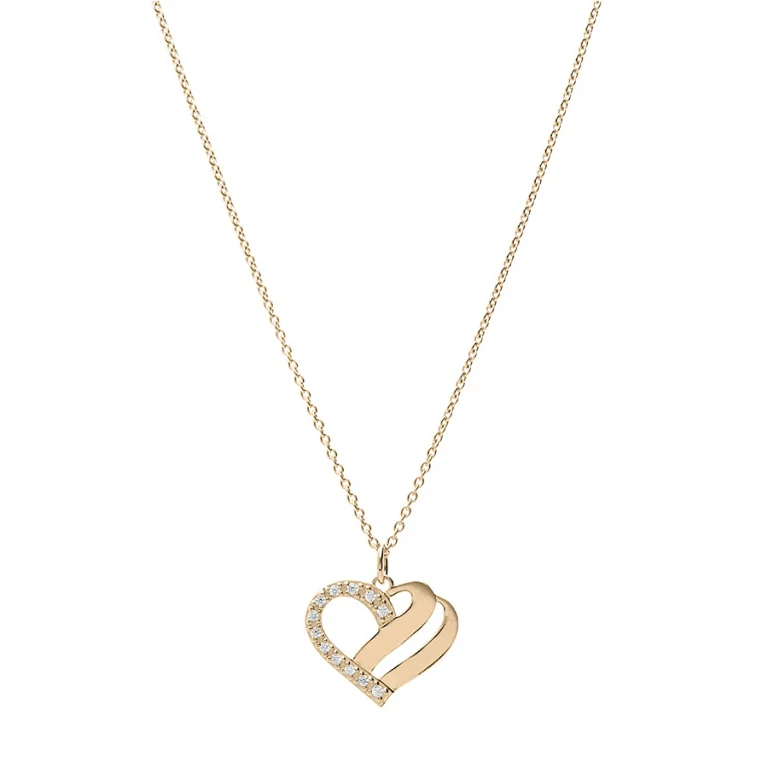 Collier cœur à graver oxydes blancs – Plaqué or | Azuline