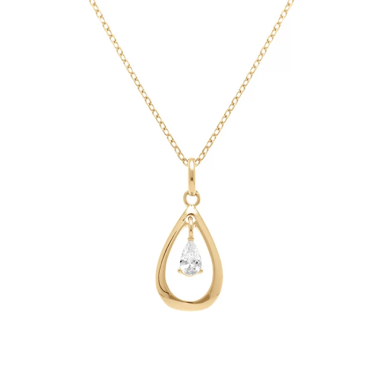Collier goutte ovale oxydes blancs – Plaqué or | Azuline