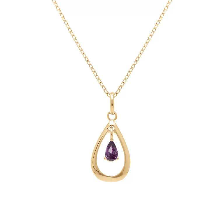 Collier goutte ovale oxydes violets – Plaqué or | Azuline