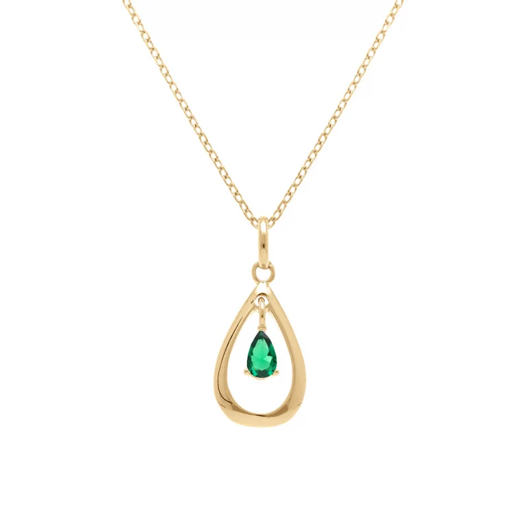 Collier goutte ovale oxydes verts – Plaqué or | Azuline