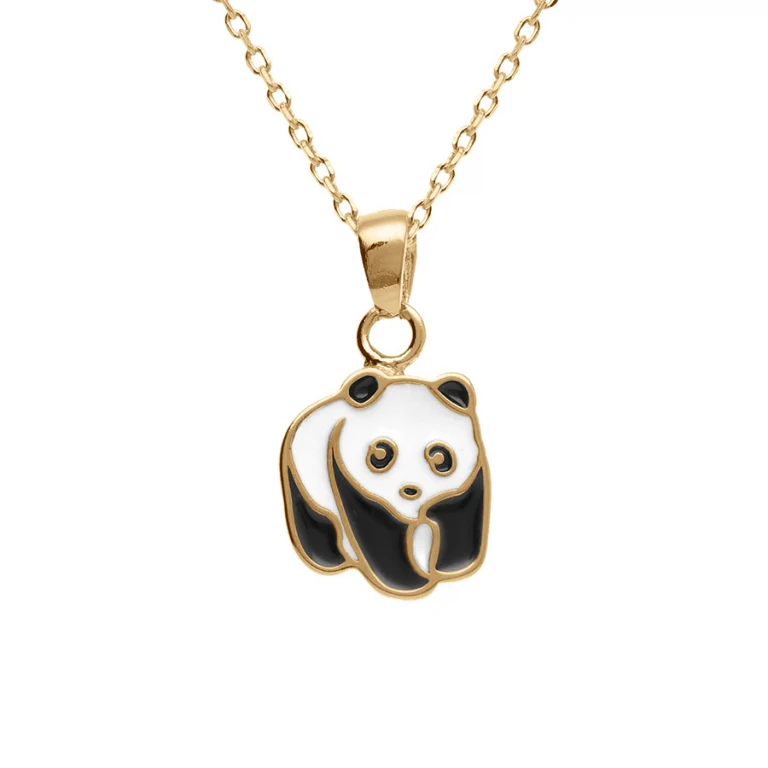 Collier enfant panda résine noire et blanche 38 cm – Plaqué or | Azuline