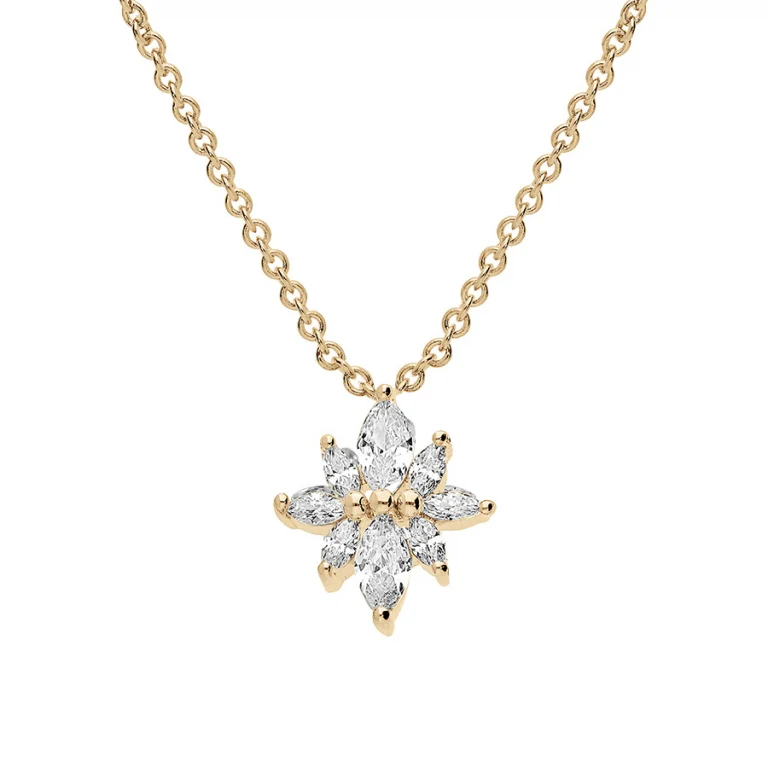 Collier fleur sertie d’oxydes blancs – Plaqué or | Azuline