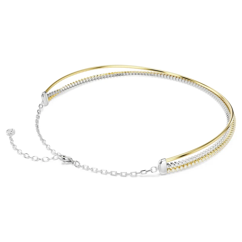 Collier Swarovski - Hyperbola - Taille ronde - Anneau rigide - Blanc & Finition mixte