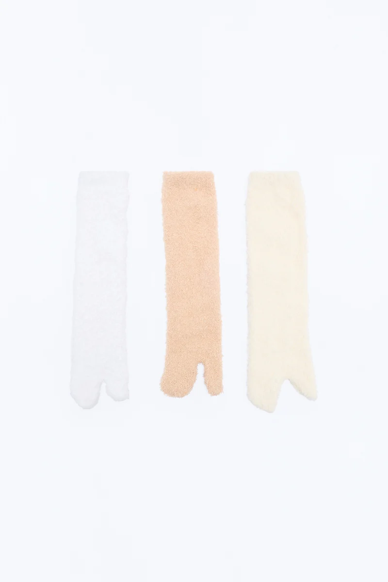 Soft Step 3 Pair Cozy Tabi Sock Set - Nude/combo