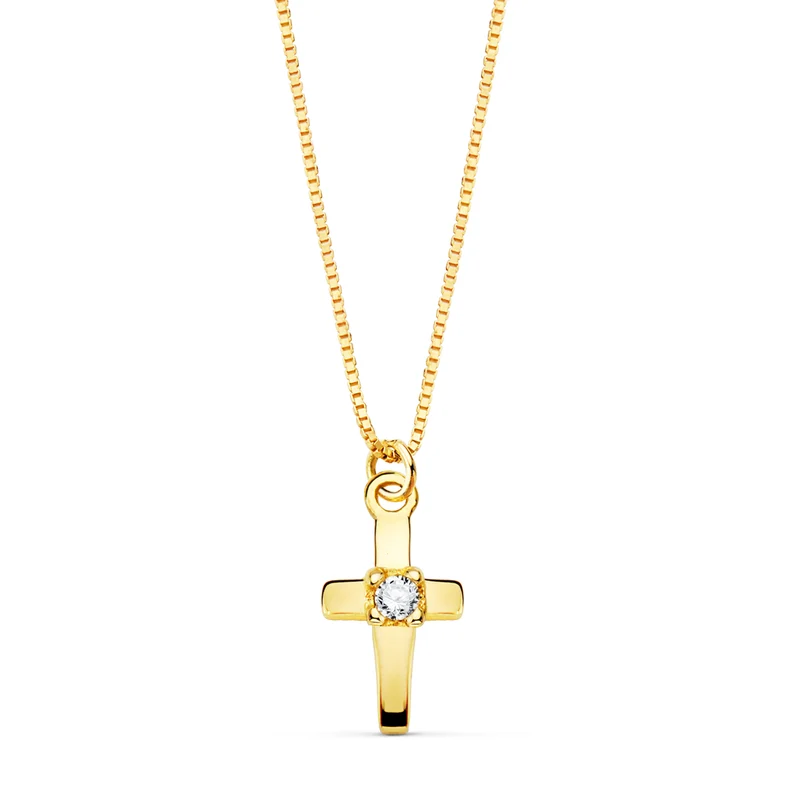 Collier croix or jaune 18 carats serti diamant – Azuline