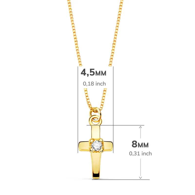 Collier croix or jaune 18 carats serti diamant – Azuline