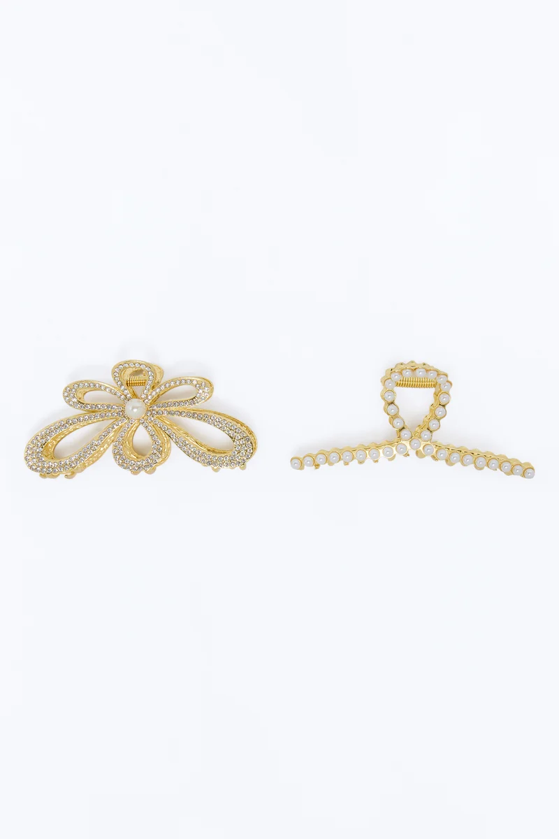 Glamour Girl 2 Piece Claw Clip Set - Ivory