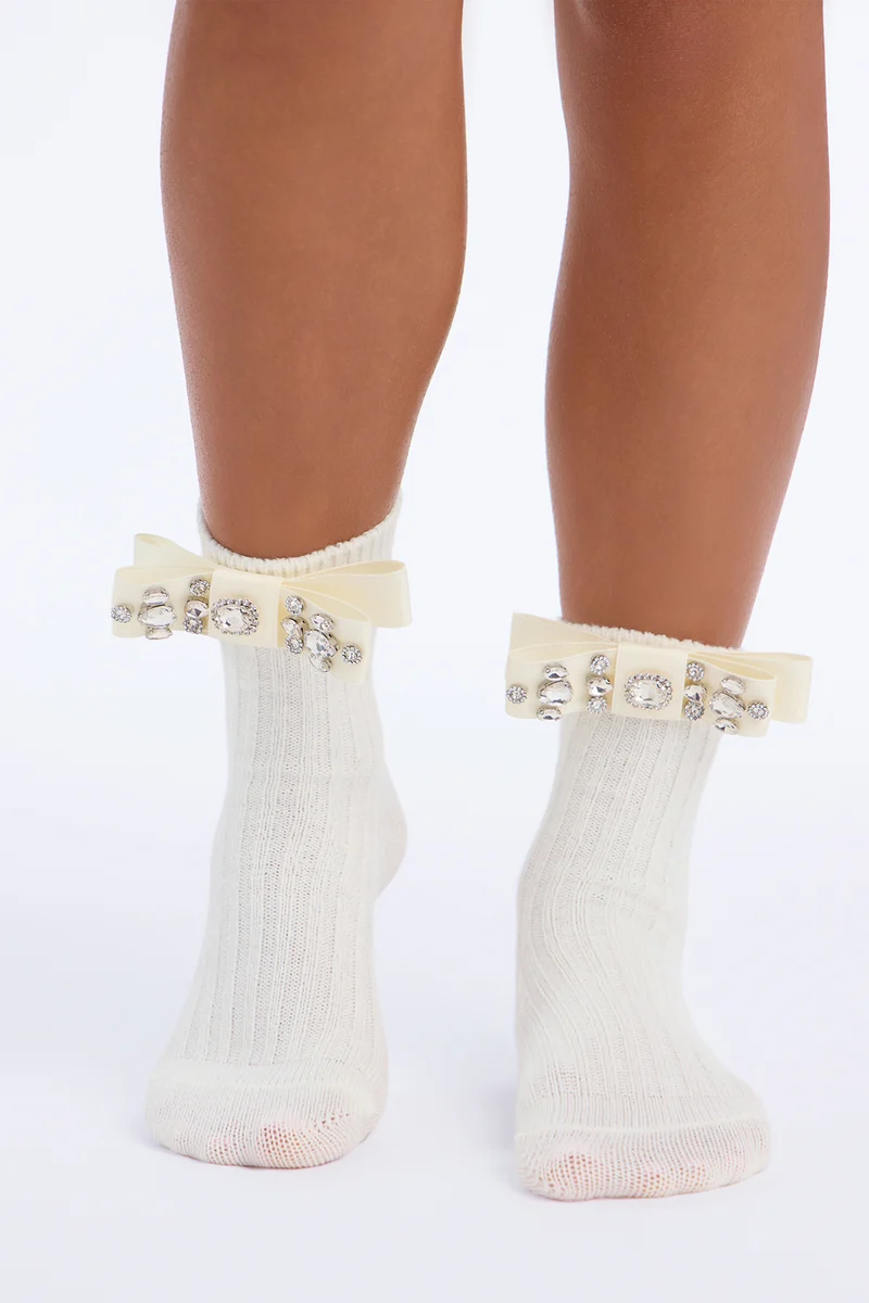 RSVP Yes Embellished Sock - White
